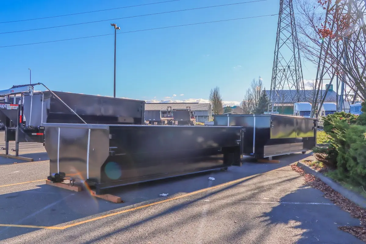 Roll-off dumpster ready for waste disposal at job site for Construction Dumpster Rental in Orland